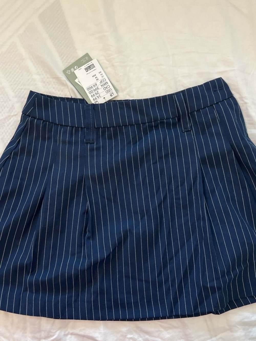 H&M Navy Pinstripe Skort